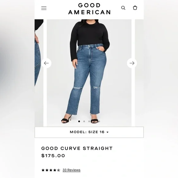 Good American Jeans Nwt Good American Good Curve Straight Jean